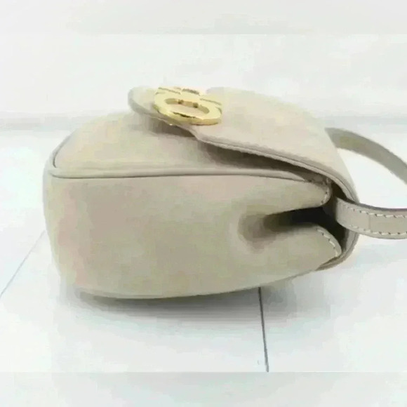 Authentic Salvatore Ferragamo Gancini Beige Suede Crossbody Bag w/COA - Picture 5 of 16
